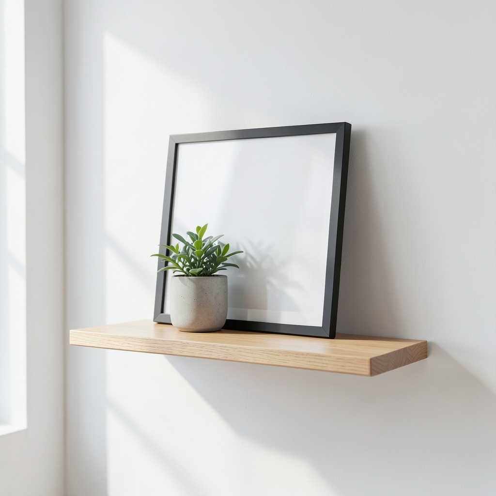 Floating Picture Ledge Wall Shelf, Floating Shelf, handmade with solid hardwood, ideal for home and office space - In Your Living Room - Haven & Hearth home decor