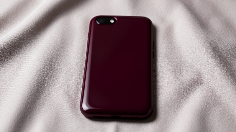 Burgundy curved-edge Motorola Edge 70 Pro+ style smartphone on fabric
