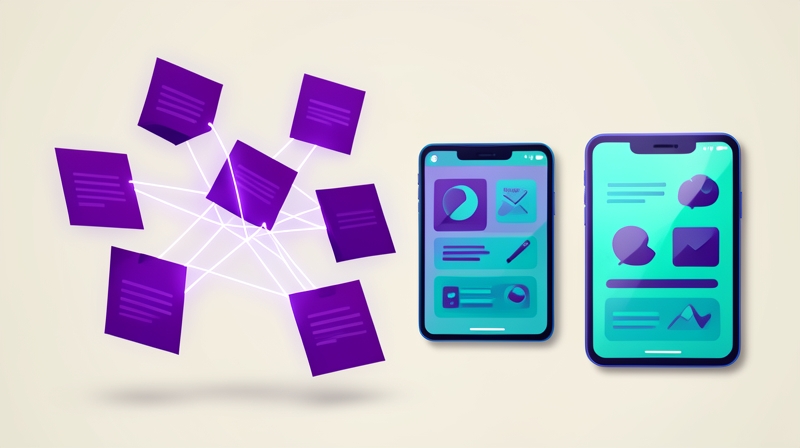 Floating linked note cards between two app windows