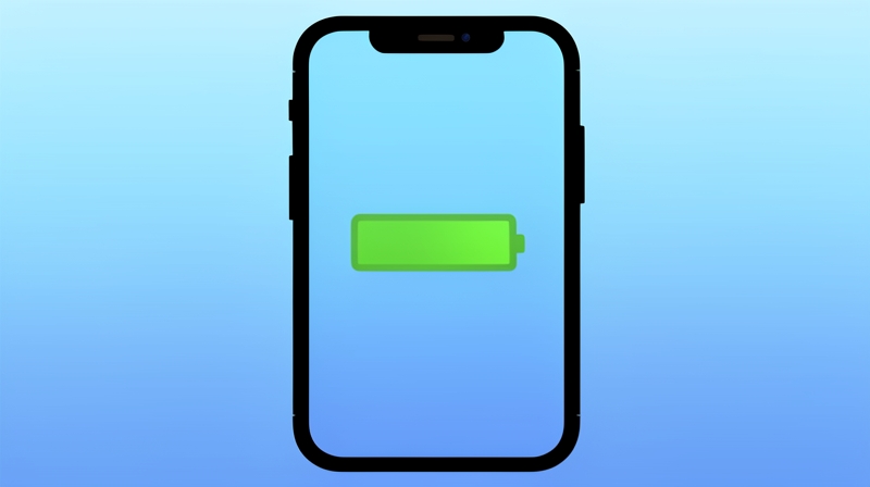 Illustration of an iPhone display hinting at power-saving mode