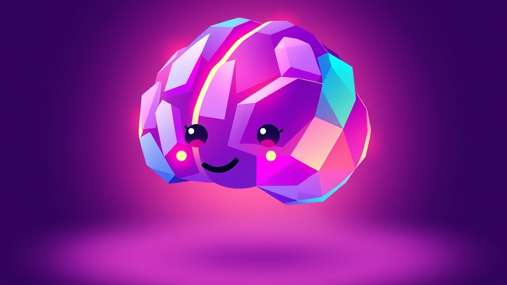 Abstract AI brain mascot in warm purple and teal tones representing Claude Fable 5