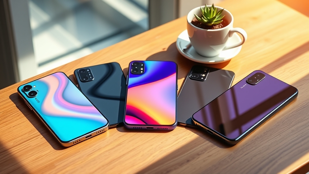 Five smartphones lined up on a desk for a June 2026 launch roundup