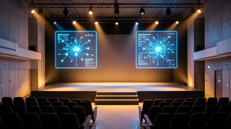 A stylized keynote stage with floating blue hologram AI model diagrams representing the Build 2026 launch