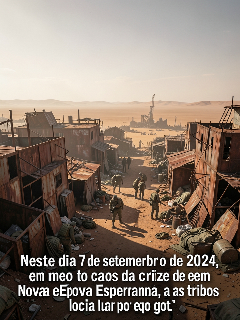 Neste dia 7 de setembro de 2024, em meio ao caos da crise de água em Nova Esperança, as tribos locais lutam por cada got