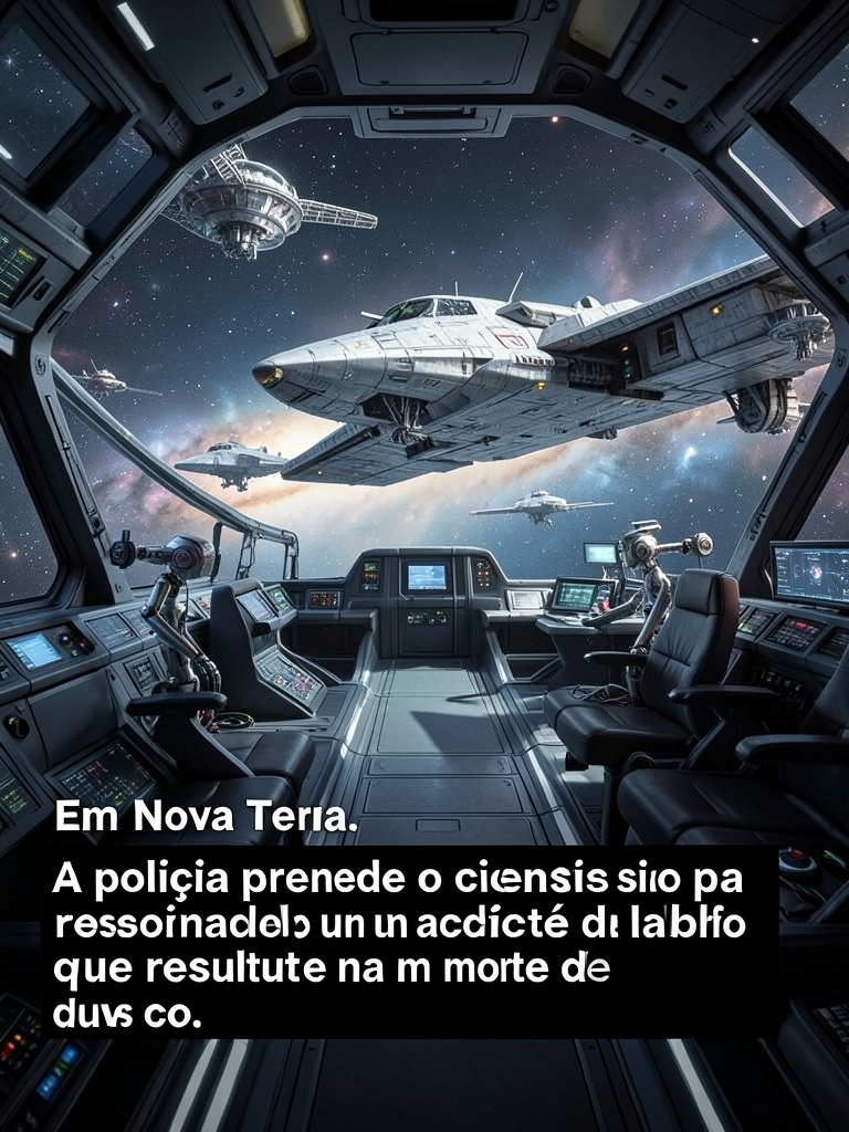 Em Nova Terra, a polícia prendeu o cientista responsável por um acidente de laboratório que resultou na morte de dois co